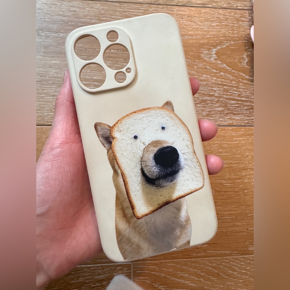 Used Cream Dog Phone Case with Cute Bread-Look Dog Design iphone 13pro